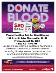 Blood Drive For Peace Heating And Air Conditioning